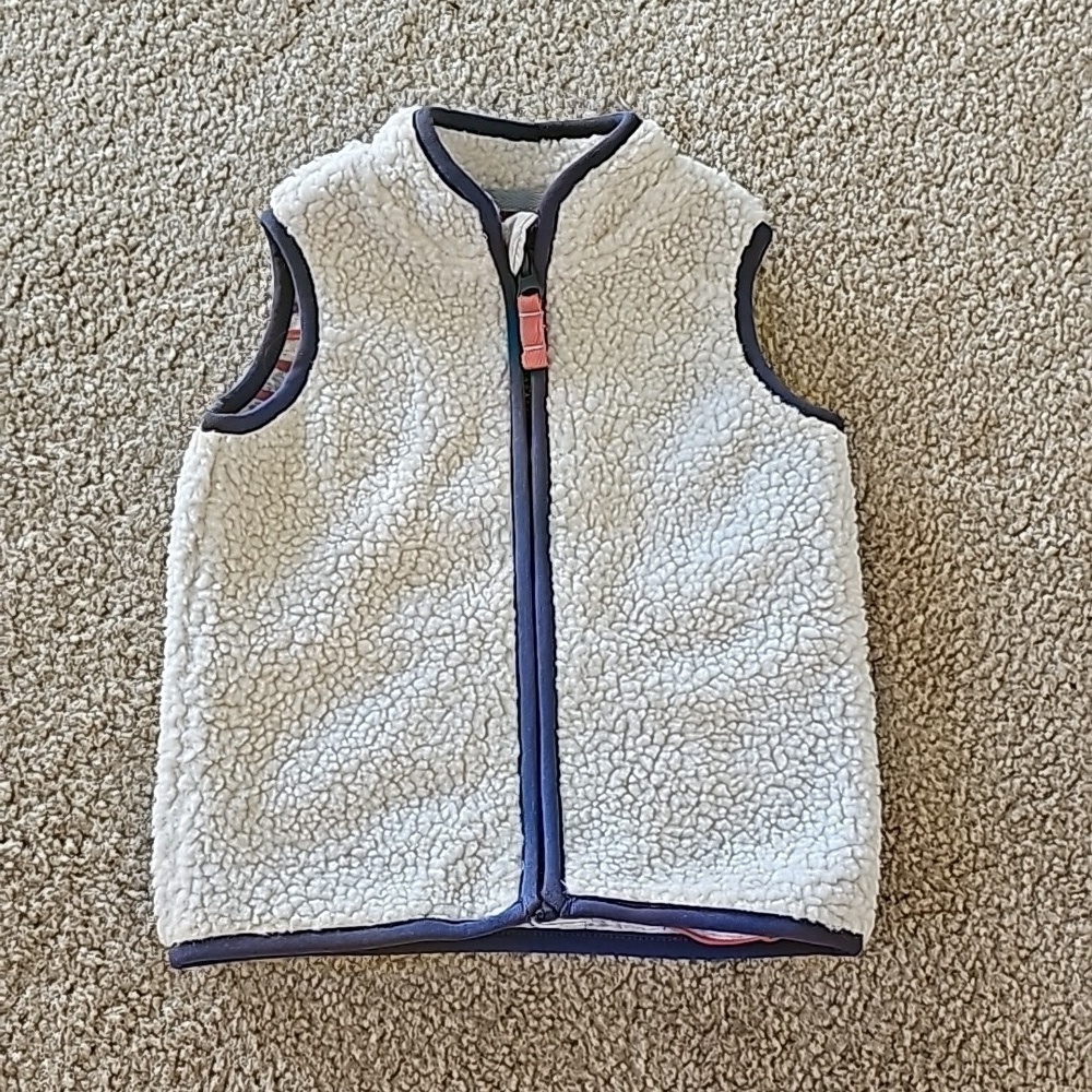 Baby boden sherpa zip-up vest tan 6-12M